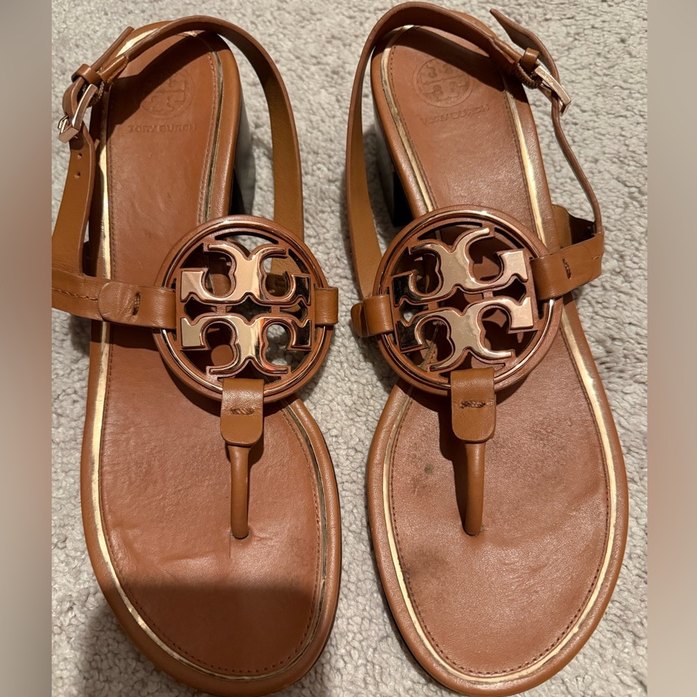 Tory Burch Brown Leather Thong Sandals